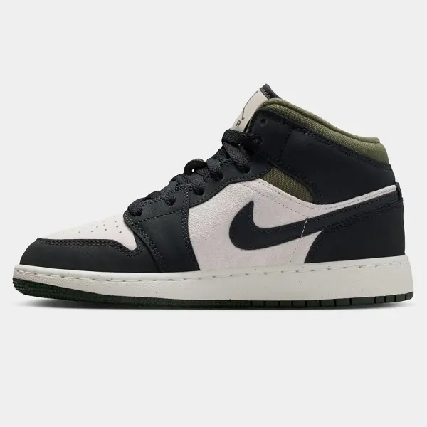 Juvenil Jordan 1 Mid Off Noir Medium Olive (HV4399-102)