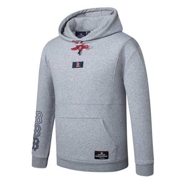 Hoodie Varon Boston Red Socks CHEST LABEL REGULAR FIT MLB FEXPRO (capucha + bolsillo) (MLBHD525103-GY1)